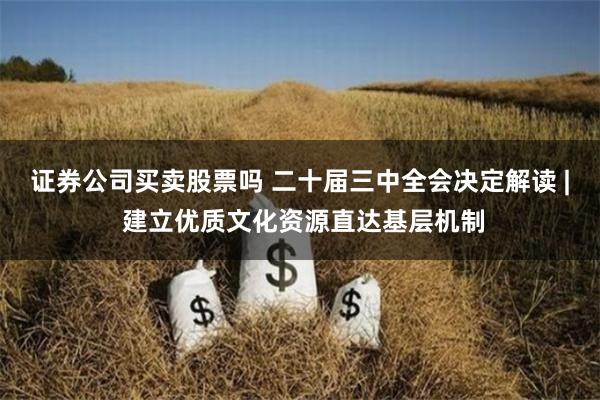 证券公司买卖股票吗 二十届三中全会决定解读 | 建立优质文化资源直达基层机制